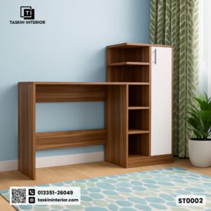 Teshio Computer Table in Urban Teak & White Finish