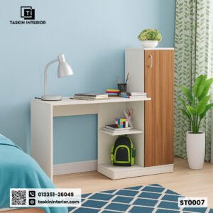 Troy Writing Table In White & Oak Finish
